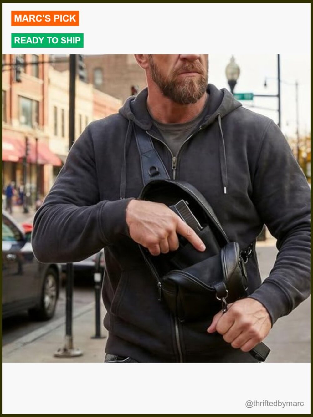 Magnetic Closure Crossbody Bag with Holster, Tactical EDC Sling - Picture 7 of 7